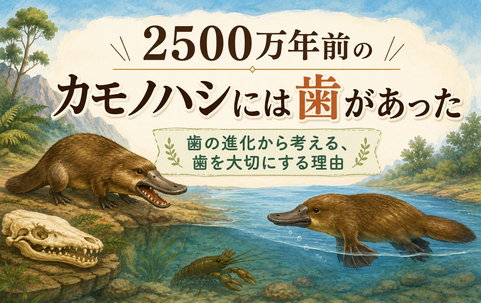 カモノハシには昔、歯があった？2500万年前の化石から判明