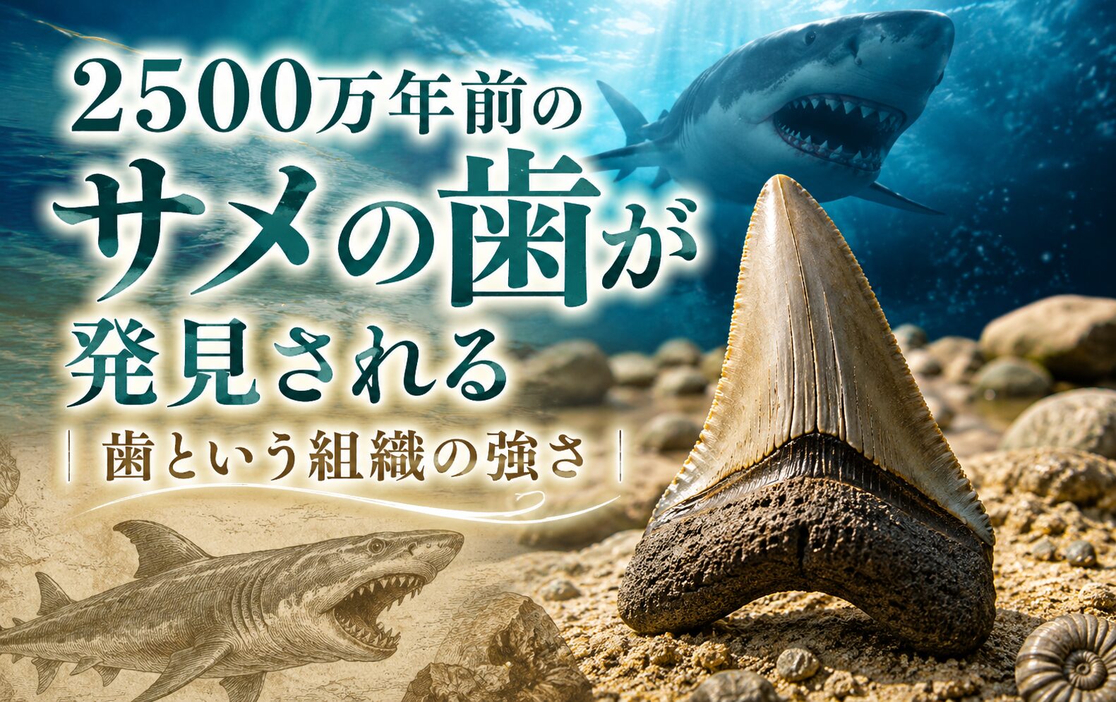 サメの歯の化石　約700万年前から300万年前 2500万年前のサメの歯が発見される｜歯という組織の強さ | 伊賀市の